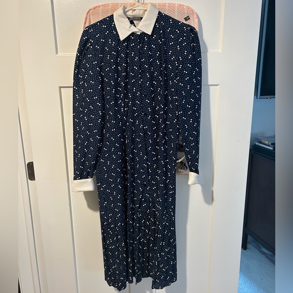 Vintage polka dot long sleeve midi dress - Picture 2 of 4